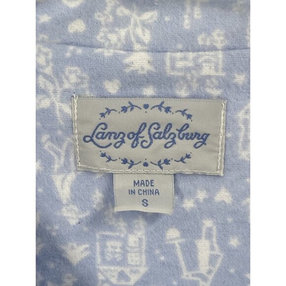 Lanz of Salzburg Blue Flannel Button Down Pajama Top Sz Small - Picture 4 of 6
